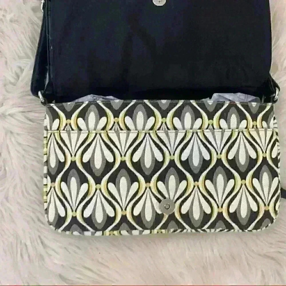 Relic by Fossil Handbag Crossbody w/ built in wallet Black Yellow Gray Canvas - Picture 5 of 6